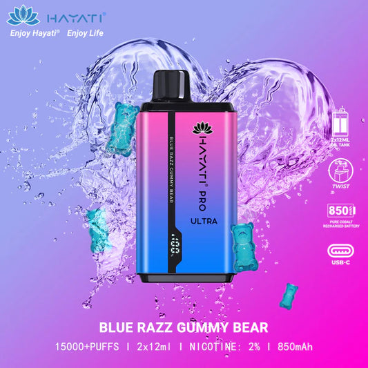 Blue Razz Gummy Bear Hayati Pro Ultra 15000 Puffs Disposable Vape