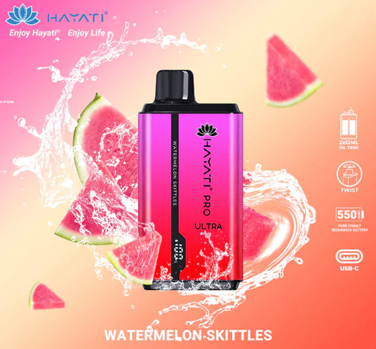 Watermelon Skittles Hayati Pro Ultra 15000 Puffs Disposable Vape